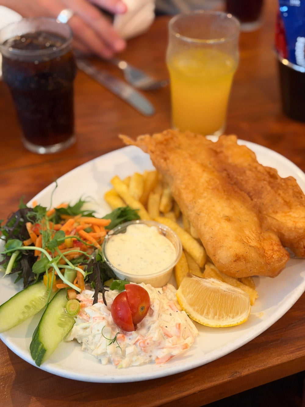 Fish and chips with salad and lemon from the Ireland trip