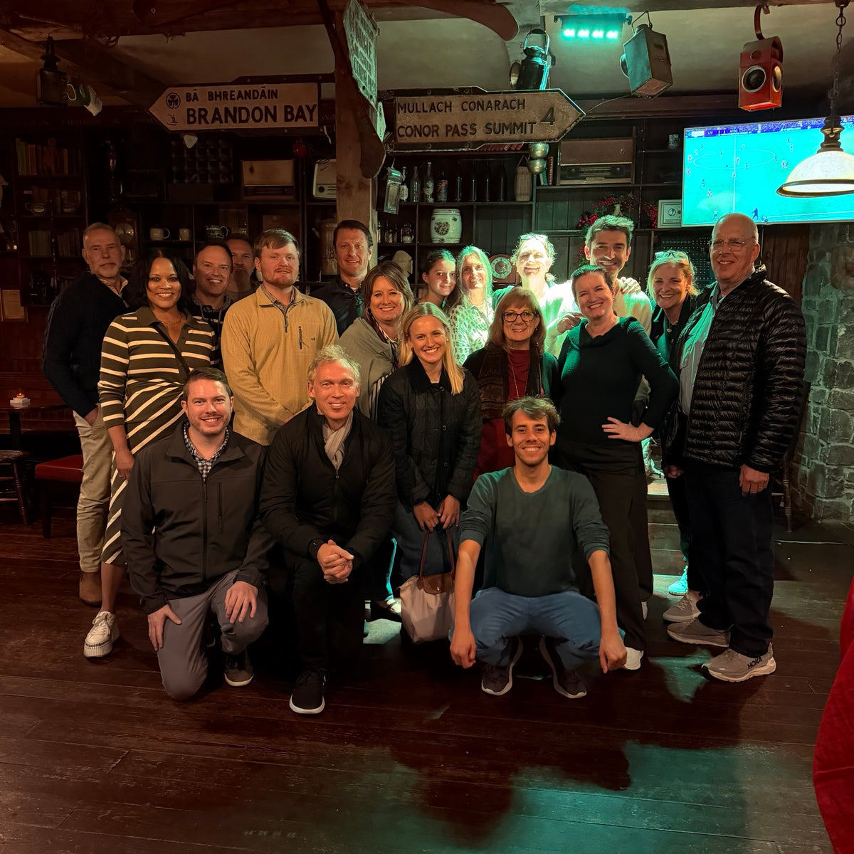 Chef Stu with his Ireland travel group inside an Irish pub