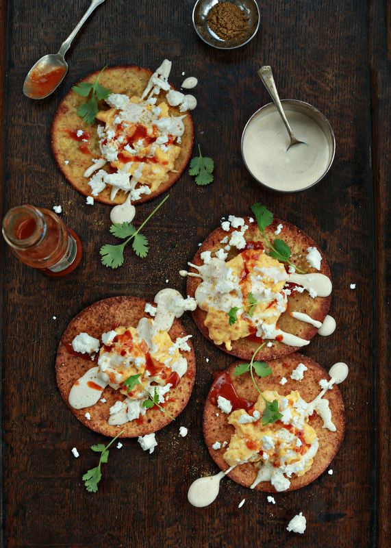 Tostadas and eggs with Fiesta Fuego