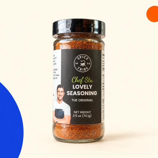 The Original Chef Stu seasoning on a cream background