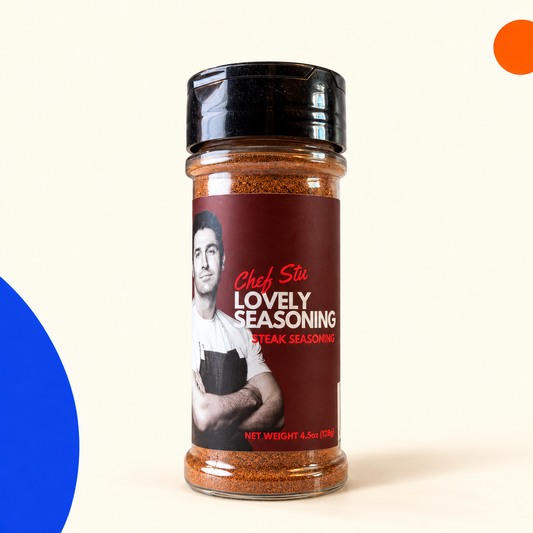 Porcini Steak Seasoning by Chef Stu on a cream background